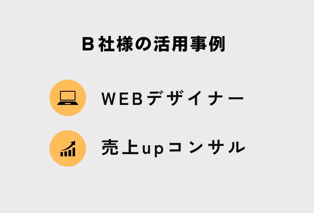 B社様の活用事例：WEBデザイナー、売上upコンサル